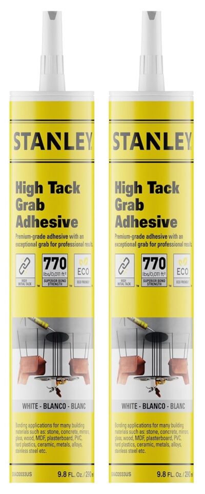 Stanley High Tack Grab Adhesive - Hybrid Polymer Sealant 2 Pack