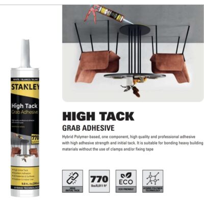 Stanley High Tack Grab Adhesive - Hybrid Polymer Sealant 2 Pack - Image 2