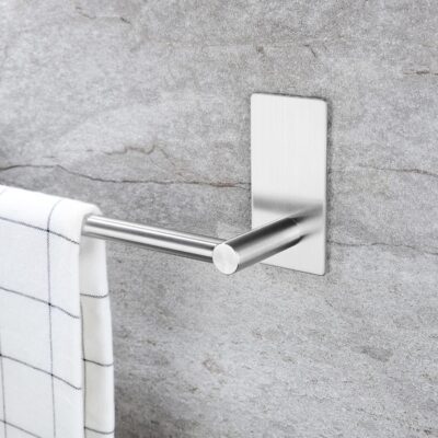 16" Self-Adhesive Bathroom Towel Bar Stainless Steel Shelf - Image 5