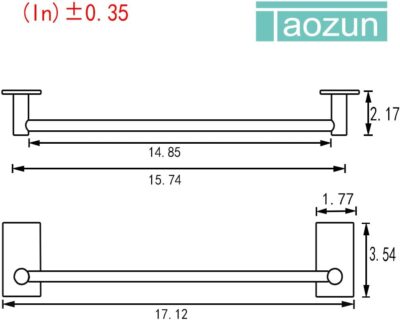 16" Self-Adhesive Bathroom Towel Bar Stainless Steel Shelf - Image 6