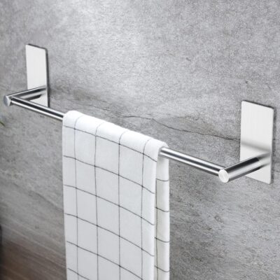 16" Self-Adhesive Bathroom Towel Bar Stainless Steel Shelf