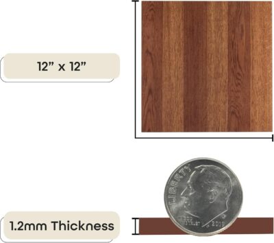 Tivoli Vinyl Floor Tiles - 45 Tiles, 12"x12", Medium Oak Plank-Look - Image 4