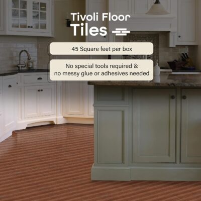 Tivoli Vinyl Floor Tiles - 45 Tiles, 12"x12", Medium Oak Plank-Look - Image 2