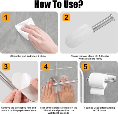 Toilet Paper Holder Adhesive Strips 5PCS - Image 5