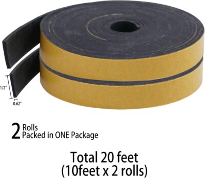 TORRAMI Neoprene Rubber Strips: 1/16" Thick X 1/2" Wide X 10 Ft (2 Rolls) - Image 2