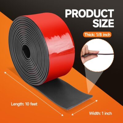 TORRAMI Neoprene Rubber Strips Adhesive Seal (1”x1/8"x10') - Image 2