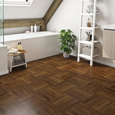 Walnut Wood Peel and Stick Floor Tile 12x12" 4-Tiles - Image 2