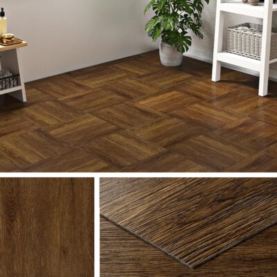 Walnut Wood Peel and Stick Floor Tile 12x12" 4-Tiles