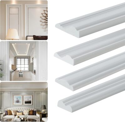 White 10ft Peel and Stick Wall Trim Paneling