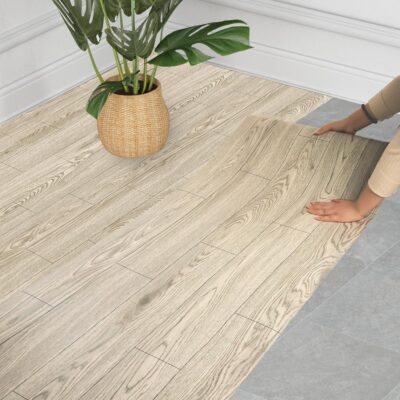 WIFEA Wood Grain Vinyl Flooring Roll, 23.6"x118", Light Brown