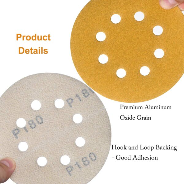 5" 8-Hole Hook & Loop Sanding Discs 180-Grit, 50-Pack - Image 5