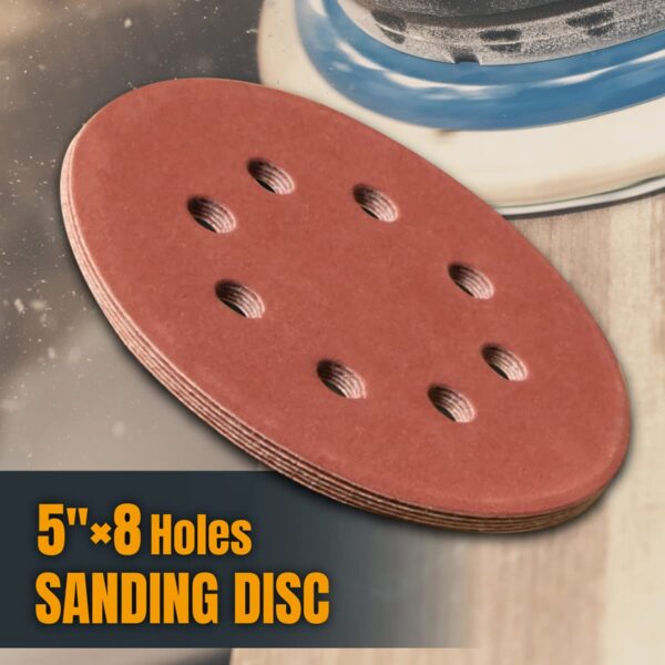 POWERTEC 5" 180 Grit Sanding Discs for Orbital Sanders - Image 2