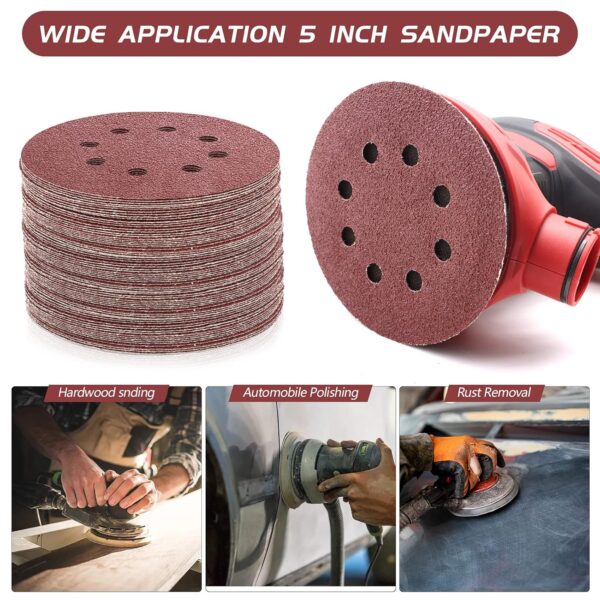 5" 180 Grit Sandpaper Discs for Orbital Sanders, 50 Pack - Image 7