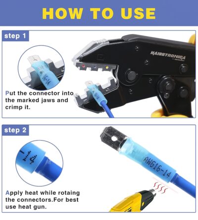 100 Yellow Heat Shrink Male Spade Connectors, 12-10 Gauge - Image 4