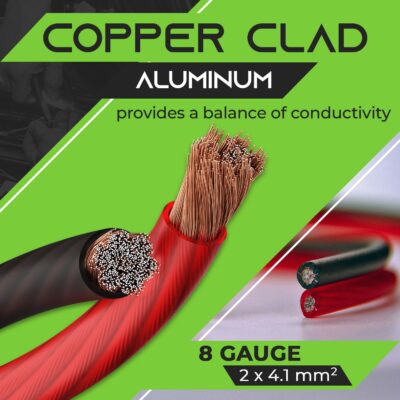 GearIT 8 Gauge Wire (50ft Black/Red) Copper Clad Aluminum - Image 2