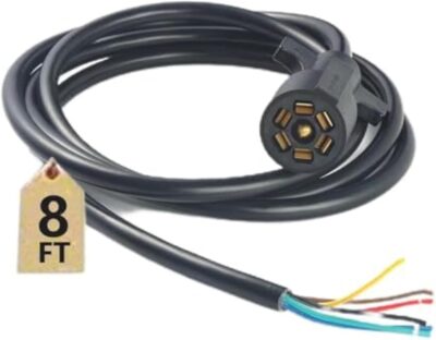 8ft Heavy Duty 7-Way RV Trailer Adapter Cord