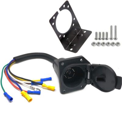 7-Way Truck to RV Trailer Wiring Adapter with Mounting Bracket