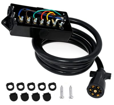 Miady 7 Way Trailer Cord with Weatherproof Junction Box