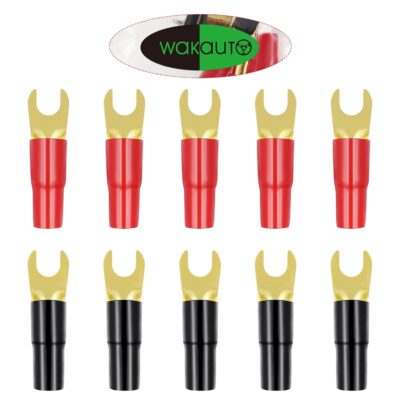 5 Pairs Copper Spade Crimp Connectors for Speaker Wire - Image 2