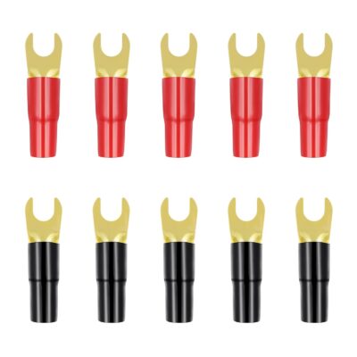 5 Pairs Copper Spade Crimp Connectors for Speaker Wire