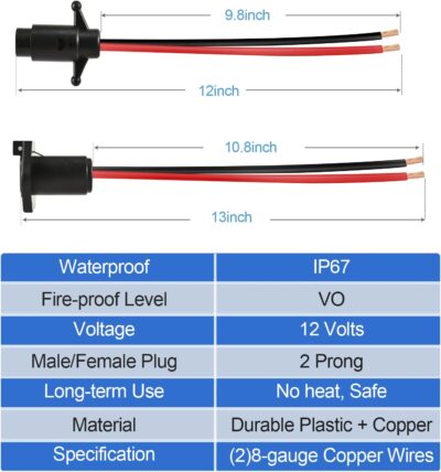 iKKEGOL Trolling Motor Plug Socket Kit, 12-24V Waterproof Male/Female Connector - Image 8