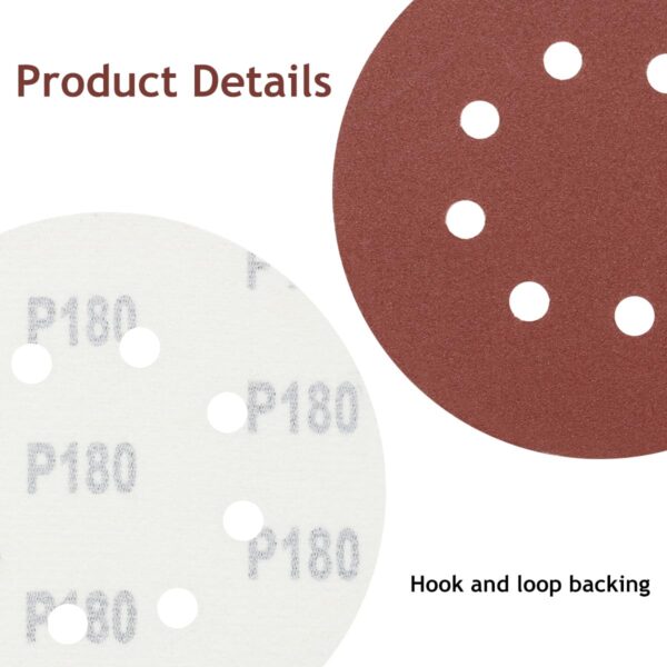 5" 8 Hole Sanding Discs, 50 PCS 180 Grit Aluminum Oxide - Image 5