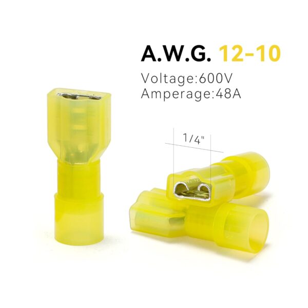 HKS 100PCS Yellow Spade Disconnect Connector Kit - Image 6