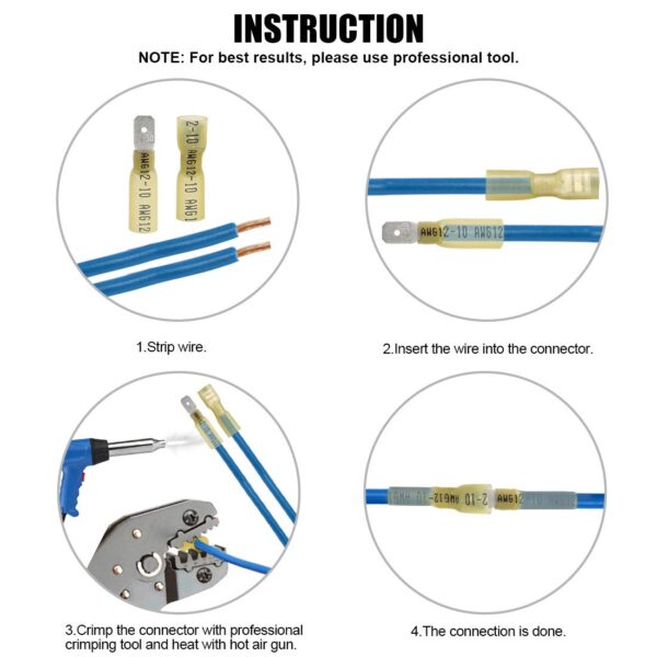 100pc 12-10 Gauge Insulated Spade Terminals Kit - Image 4