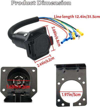 7-Way RV Trailer Light Connector with Mounting Bracket - Image 7