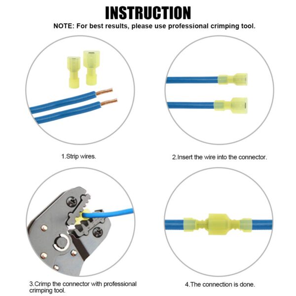 100pc 12-10 Gauge Insulated Spade Connectors Kit - Image 4