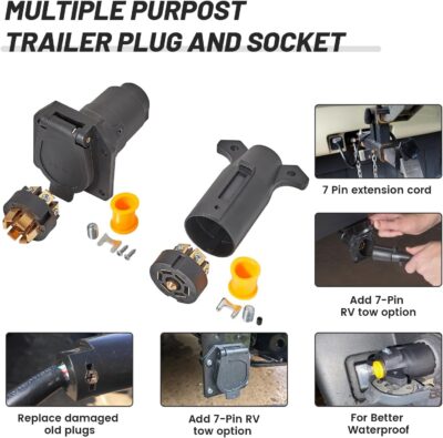 7 Pin RV Trailer Connector Set with Wiring Harness Kit - Image 6