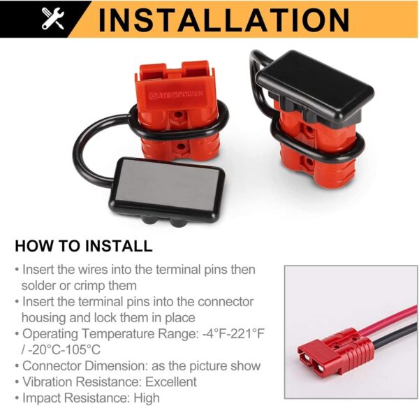 BUNKER INDUST 6-10 Gauge 50A Battery Quick Connect/Disconnect Kit - Image 6