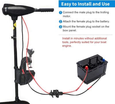 iKKEGOL Trolling Motor Plug Socket Kit, 12-24V Waterproof Male/Female Connector - Image 3