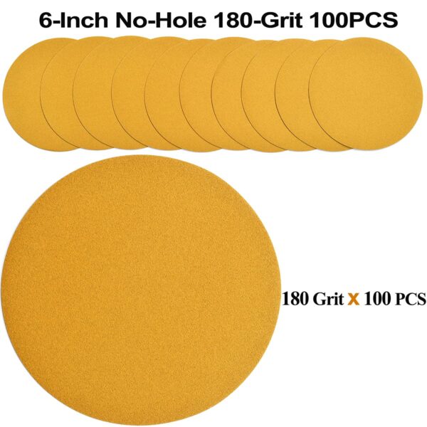 6" 180-Grit Sanding Discs for Automotive and Woodworking, 100-Pack - Image 2