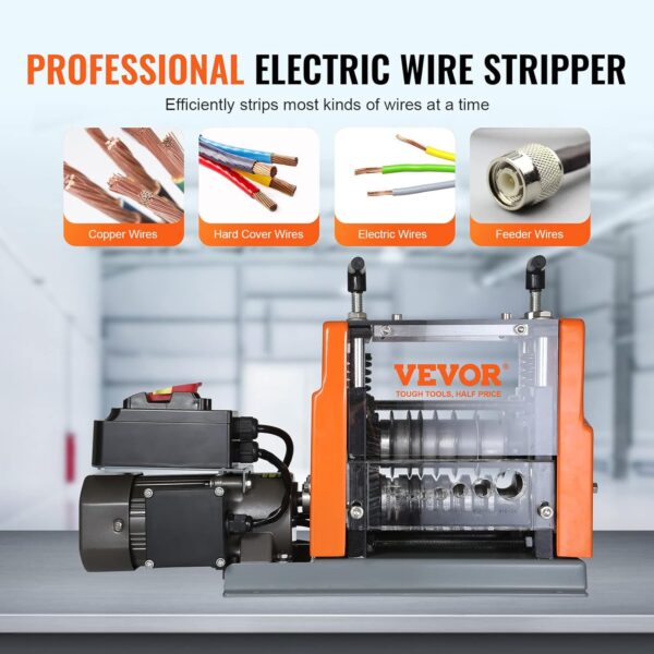 VEVOR Electric Wire Stripping Machine, 0.06''-0.98'' Automatic Stripper - Image 2