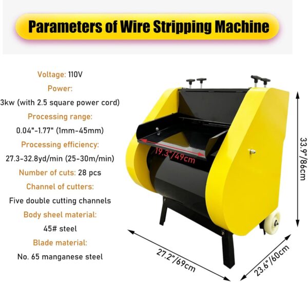 Electric wire stripper/cutter/crimper for 0.04"-1.77" cables, 110V - Image 3