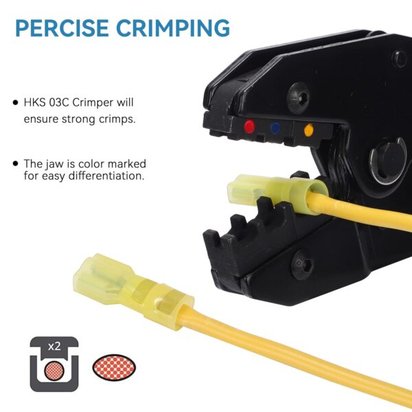 HKS 100PCS Yellow Spade Disconnect Connector Kit - Image 5