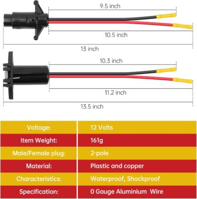 Aogled 12V 8 Gauge Trolling Motor Plug & Receptacle Kit - Image 4