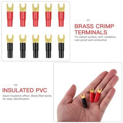 5 Pairs Copper Spade Crimp Connectors for Speaker Wire - Image 4