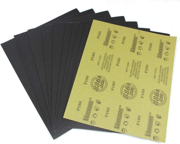 180 Grit Sandpaper Sheets for Wood, Metal, Automotive - 10 Pack