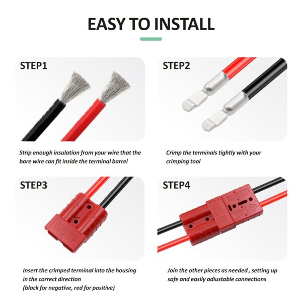 4 Pack 50A Wire Harness Plug Kit for 6-10 Gauge Cables - Image 5