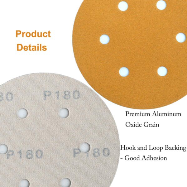 6" 6-Hole Hook & Loop Sanding Discs 180-Grit, 100-Pack - Image 5