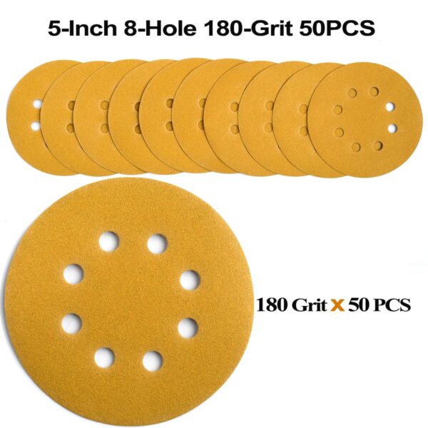 5" 8-Hole Hook & Loop Sanding Discs 180-Grit, 50-Pack - Image 3