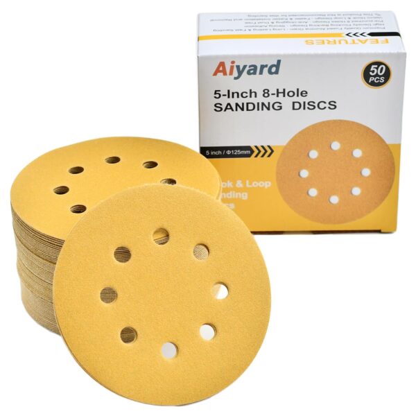 5" 8-Hole Hook & Loop Sanding Discs 180-Grit, 50-Pack