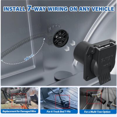 Universal 7 Pin Trailer Plug Truck Side Wiring Harness - Image 3