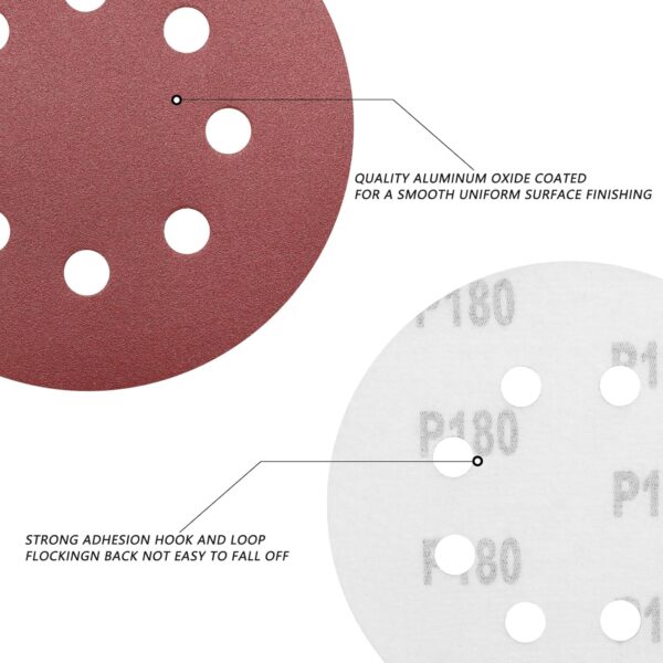 5" 180 Grit Sandpaper Discs for Orbital Sanders, 50 Pack - Image 4