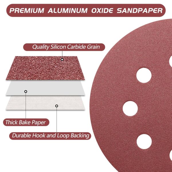 5" 180 Grit Sandpaper Discs for Orbital Sanders, 50 Pack - Image 3