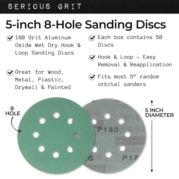 5" 180 Grit Sanding Discs - 50 Pack Box - Image 2