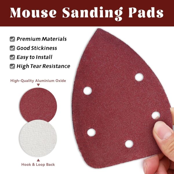 60 Pcs 180 Grit Mouse Sandpaper for 140mm Sanding Machine - Image 3