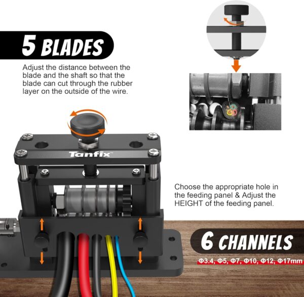 Electric Scrap Wire Stripper Machine, 6 Channels, 5 Blades - Image 3